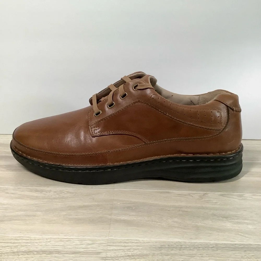 DREW Men NEW Leather Comfort Shoe 13M Toledo Orthopedic Lace Up Brown NO INSOLES